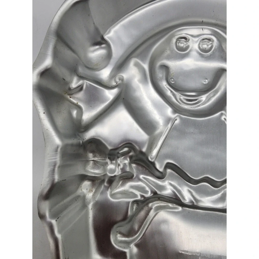 Wilton Barney the Dinosaur Cake Pan Vintage 1998 Aluminum Mold 2105-3450 Silver